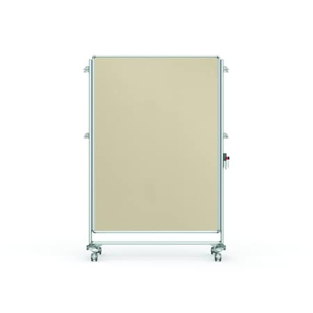 Ghent Partition Mobile 2-Sided Fabric Bulletin Board, 65"H x 46"W, Beige NEX224FFP-90